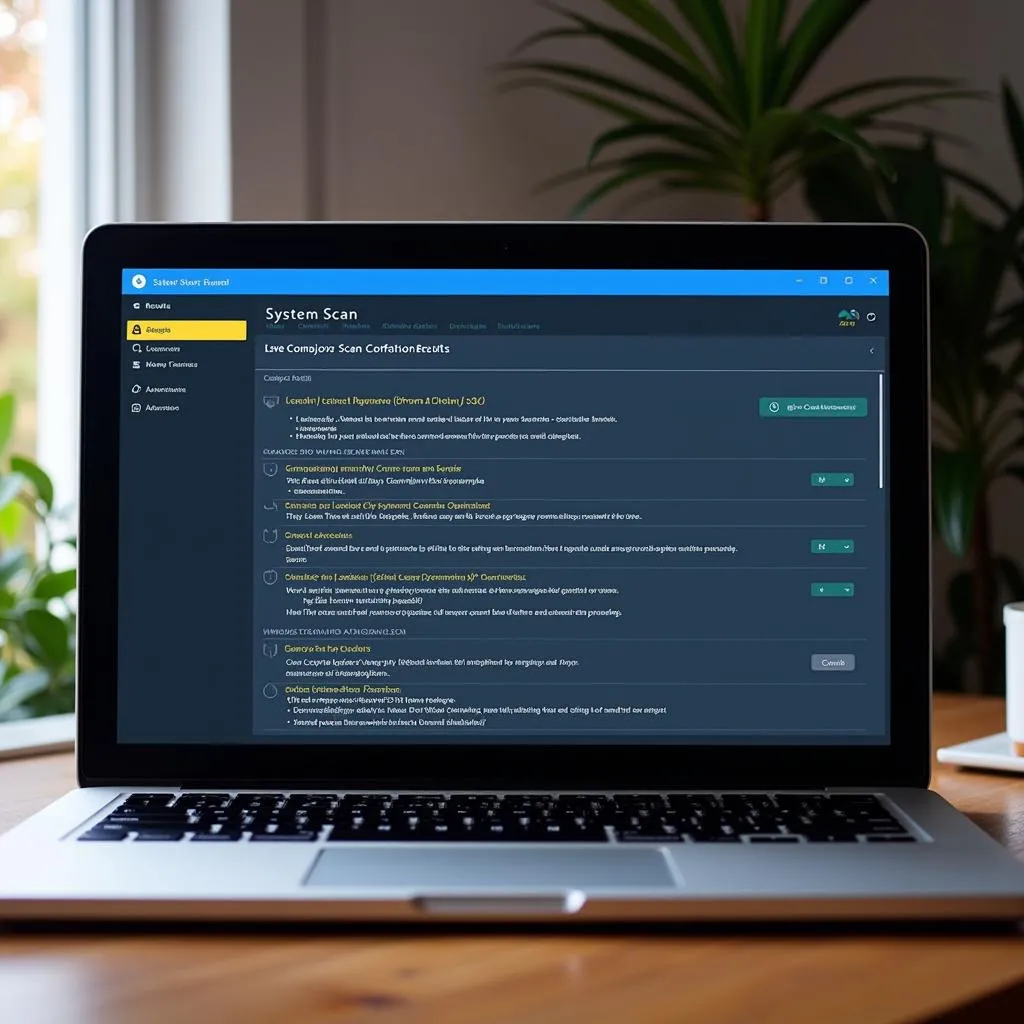 System scan results on a laptop