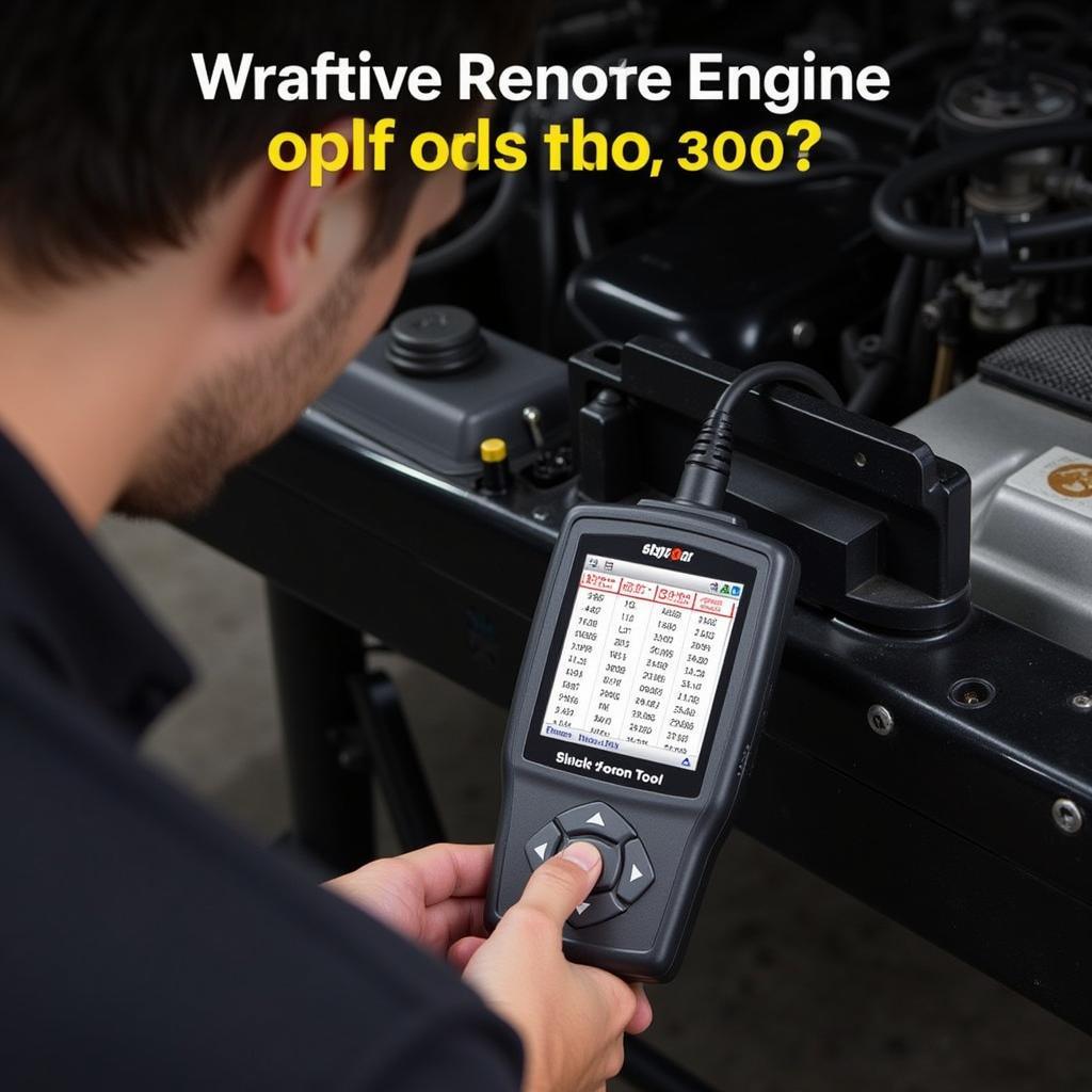 Mechanic using t1n scan tool to diagnose car engine problems