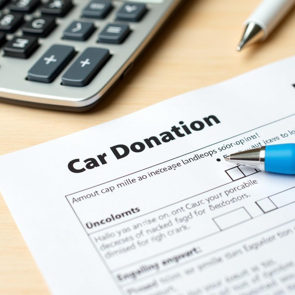 Tax Deduction Form for Car Donation