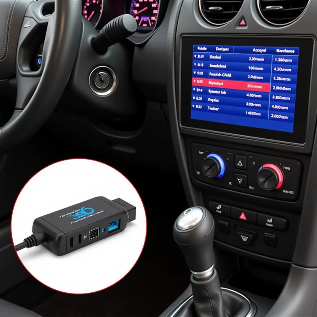 TechMate Pro Scan Tool connected to a car's OBD2 port