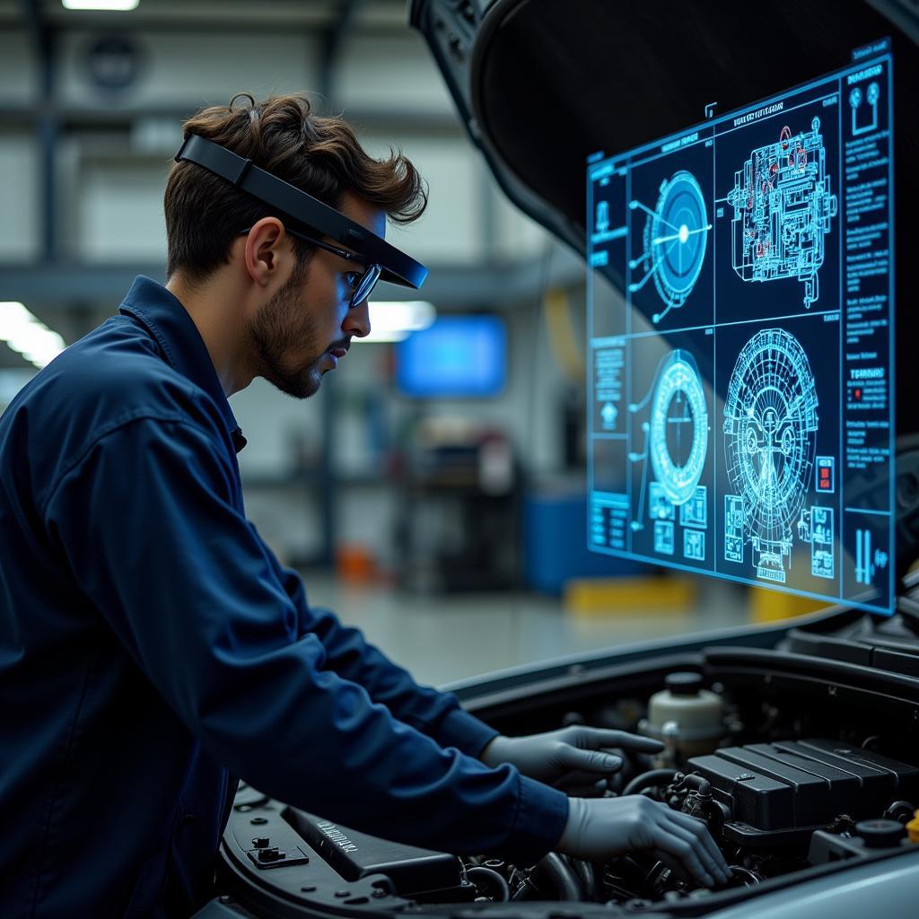 Technician Using AR for Diagnostics