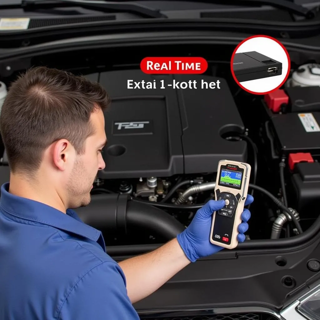 Technician Using TechPro Diagnostic Scan Tool