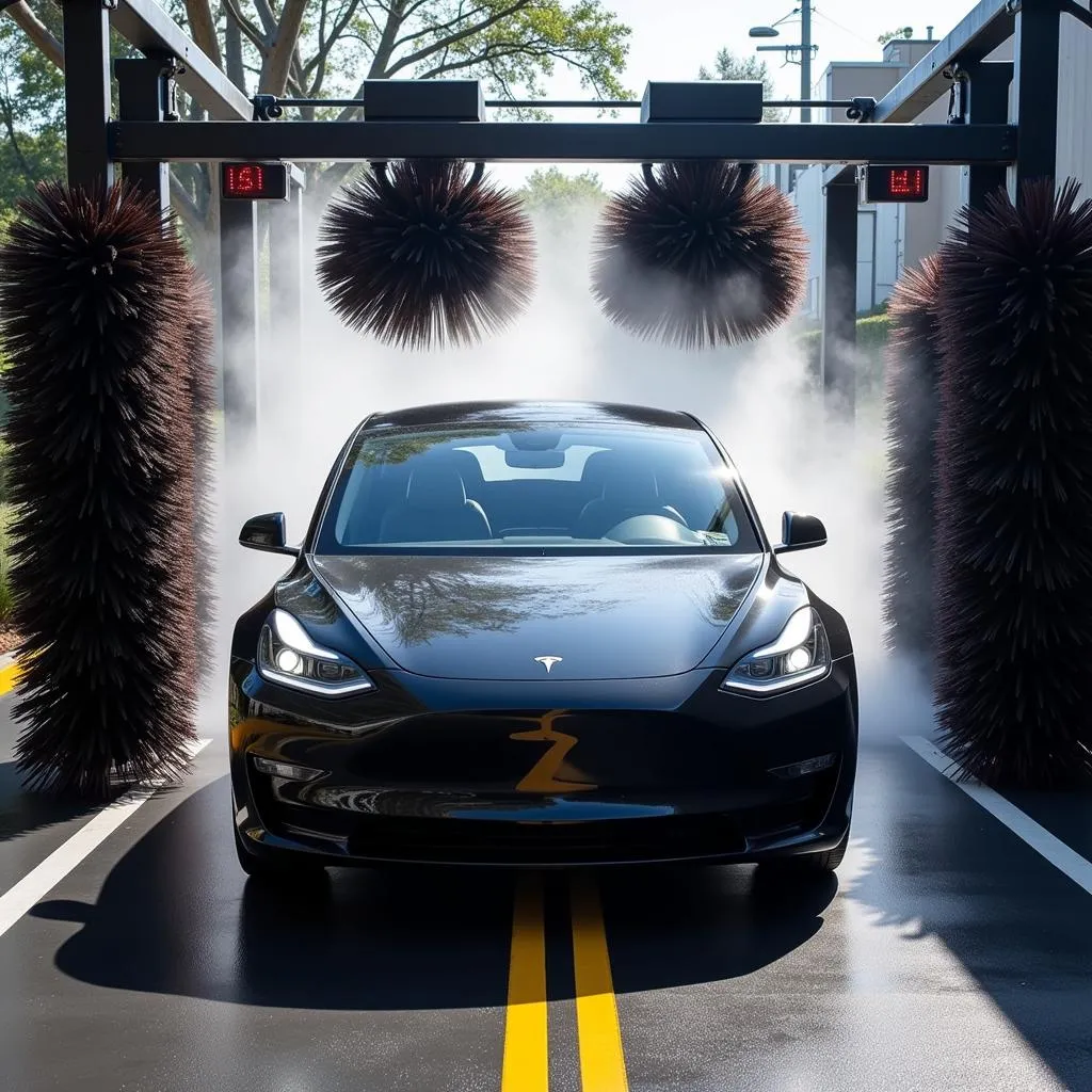 Tesla in Automated Car Wash