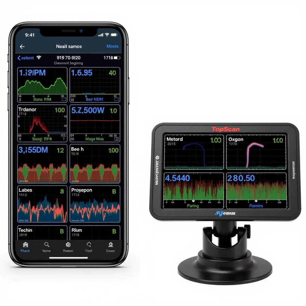 TopScan App Interface Displaying Real-Time Engine Data