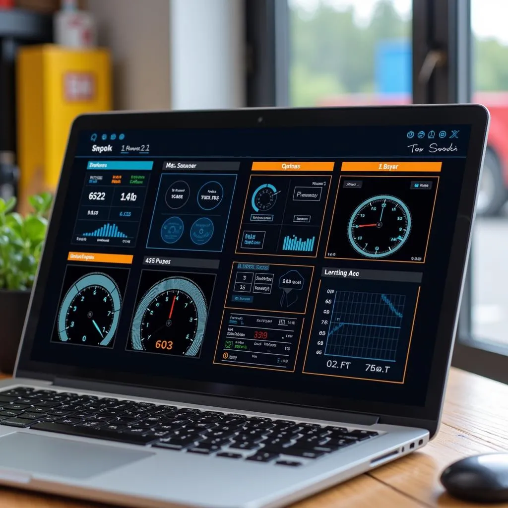 Software interface on a laptop for truck diagnostics