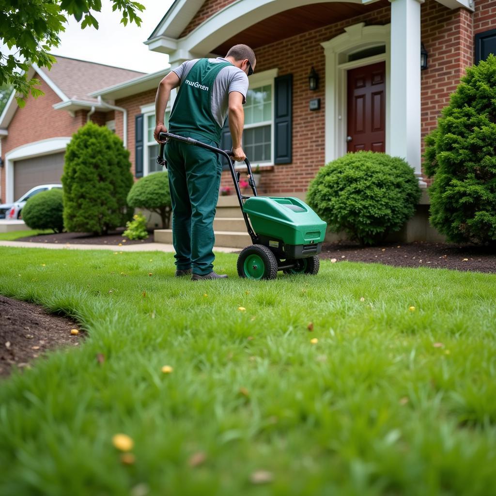 TruGreen Lawn Care Technician Applying Fertilizer