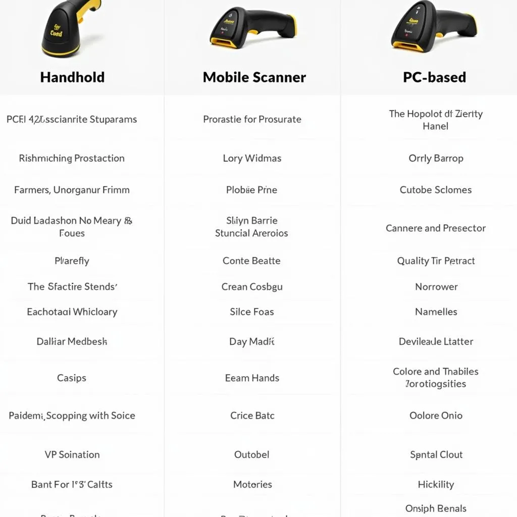 Different types of lorry scanners are displayed on a table.