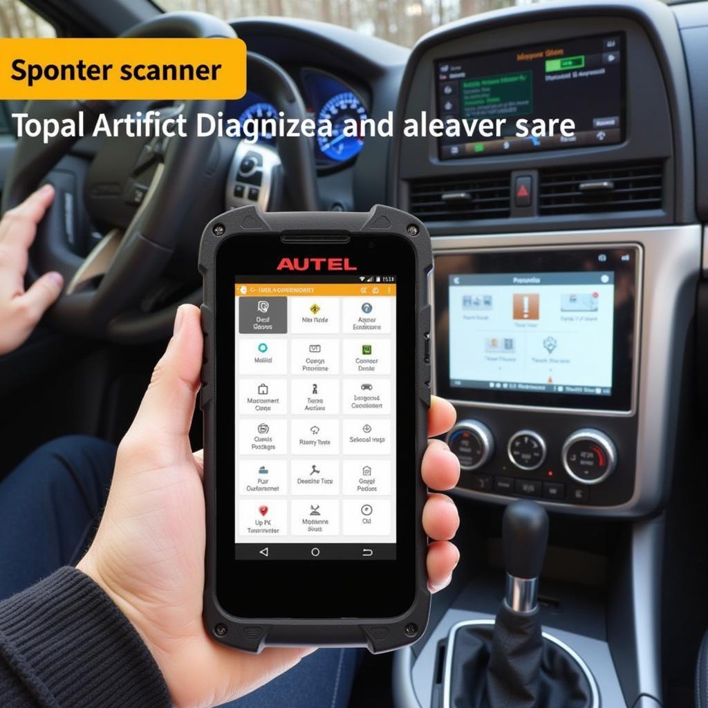 Updated Autel Scanner Diagnosing a Vehicle