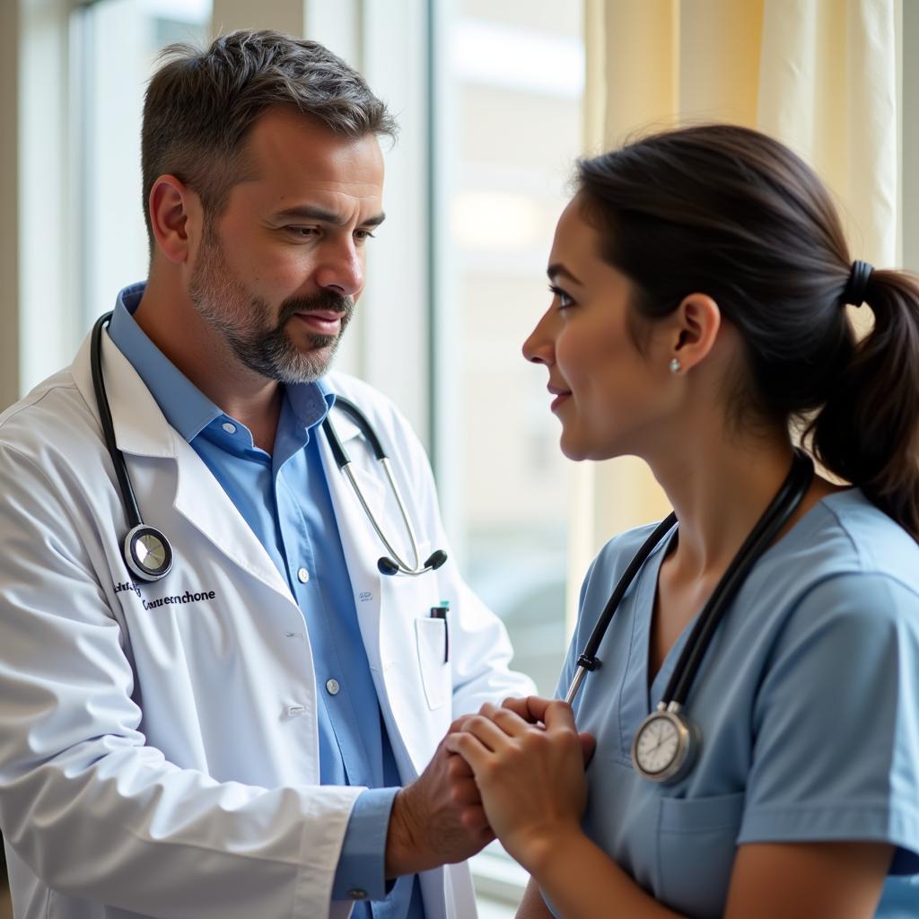 Doctor examining patient in urgent care