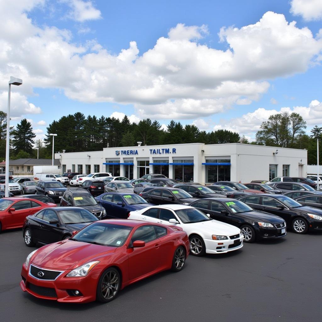 Used car dealership with a variety of vehicles for sale