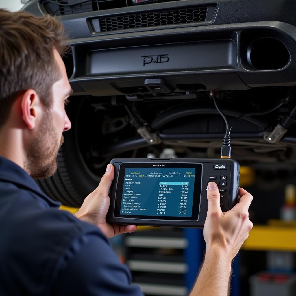 Mechanic Using a Dealer Scanner