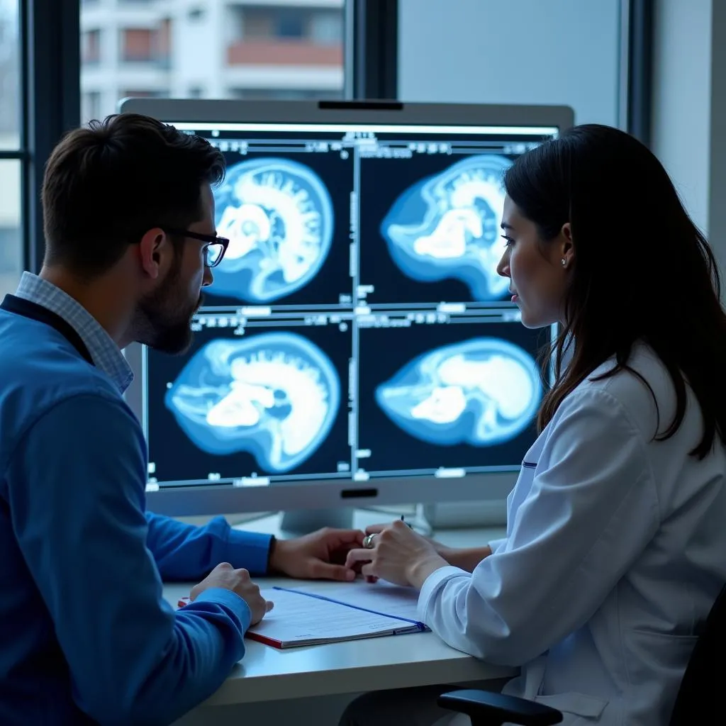 Veterinarian Analyzing Pet Scan Results