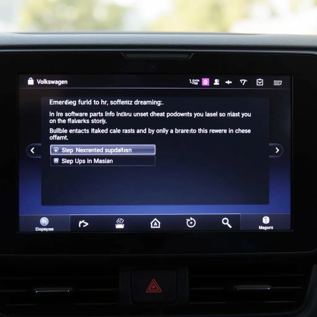 Software update in progress on a Volkswagen infotainment system