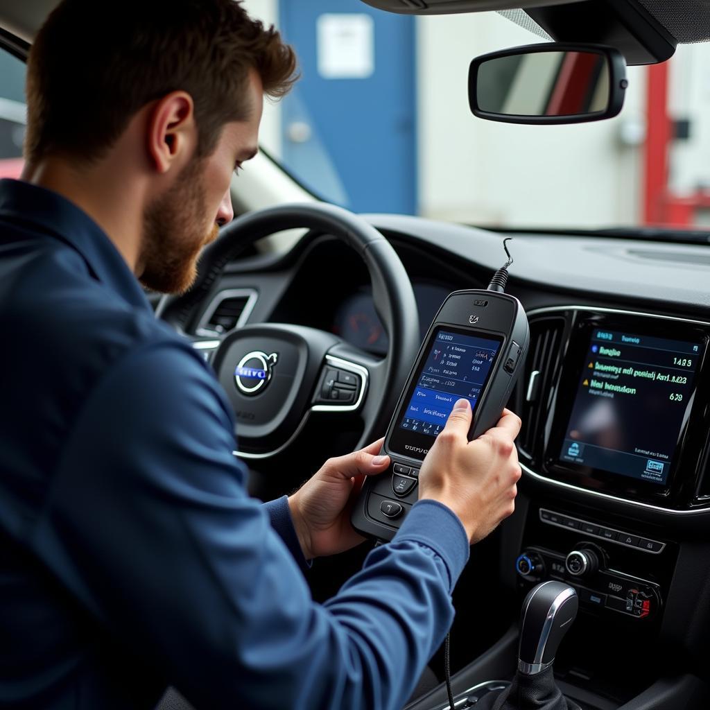 Volvo Diagnostic Scanner in Use