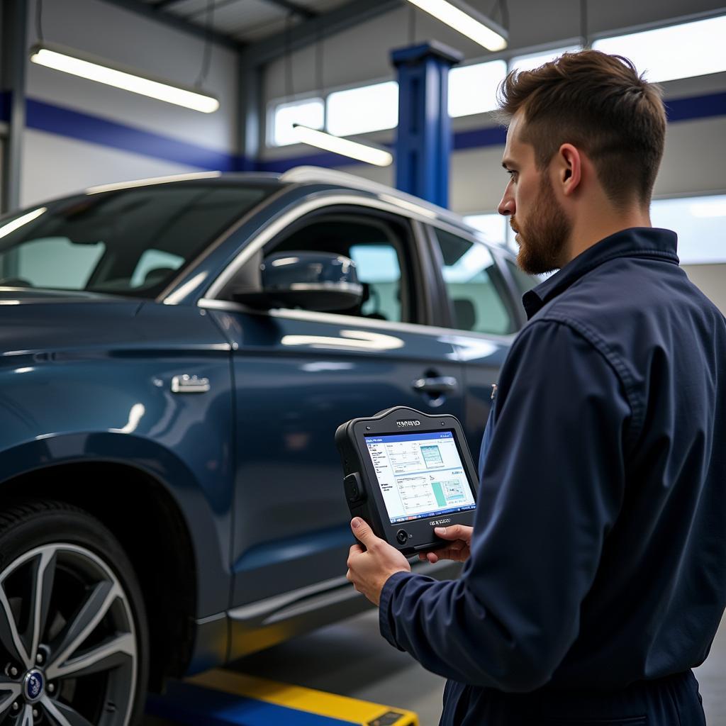 Volvo Mechanic Using Scan Tool