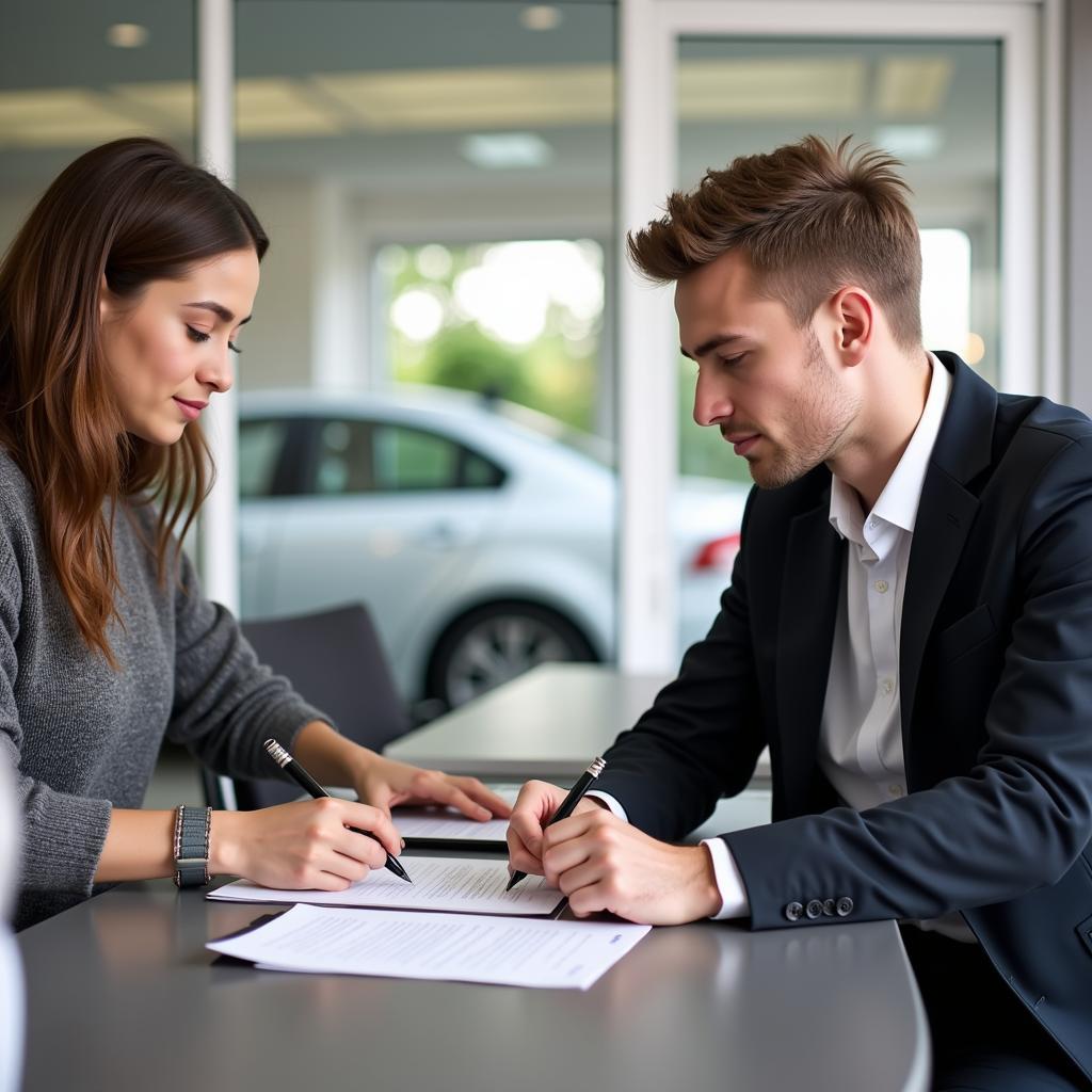 Young Driver Renting a Car