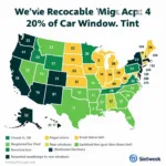 20% Car Tint Legality Map across Different States