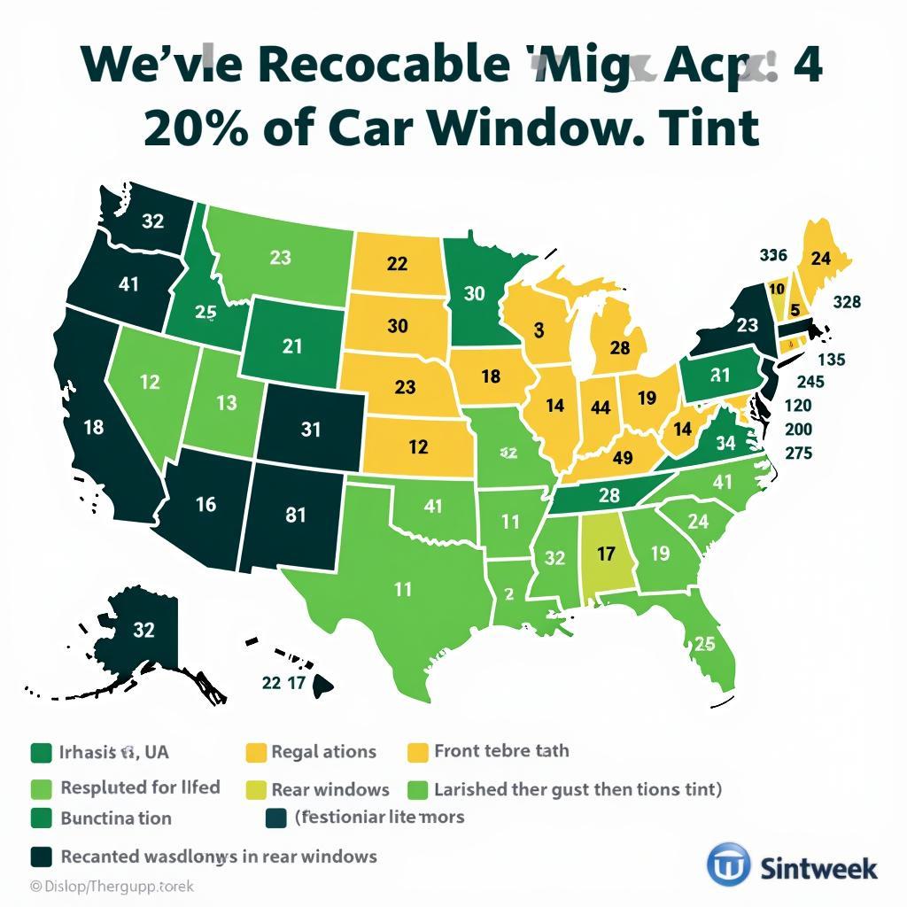 20% Car Tint Legality Map across Different States