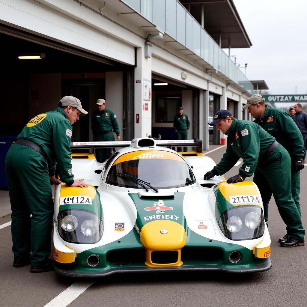 Bentley EXP Speed 8 during a pit stop at Le Mans