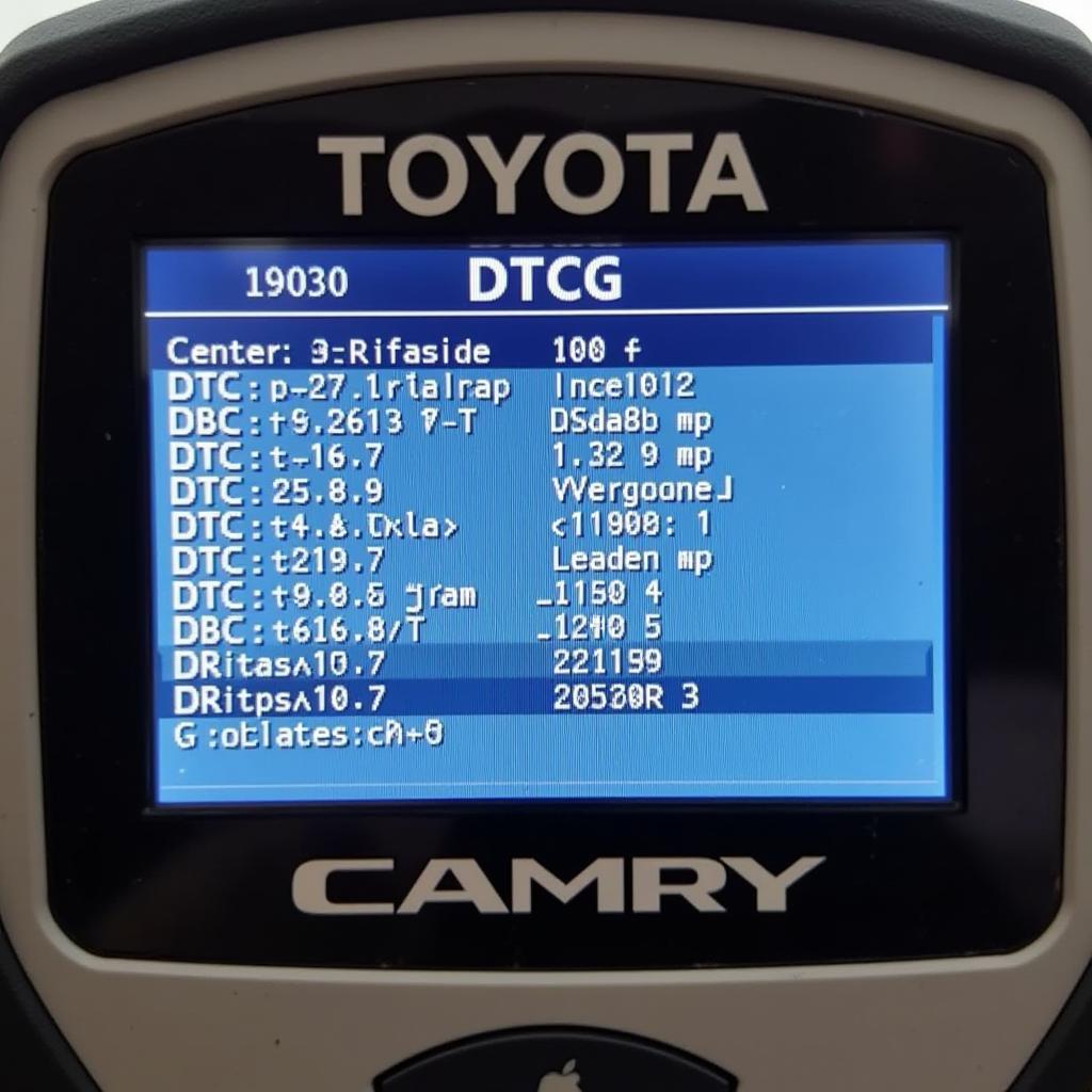 2004 Camry Diagnostic Trouble Codes on a Dealer Scanner Screen