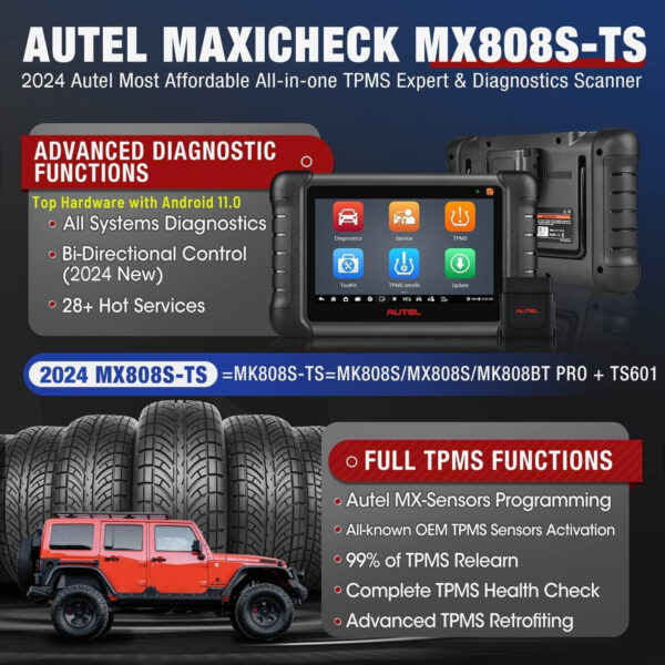 2024 Autel MaxiCheck MX808S-TS MK808S-TS TPMS PR0GRAMMING Diagnostic Auto Scan - Image 5