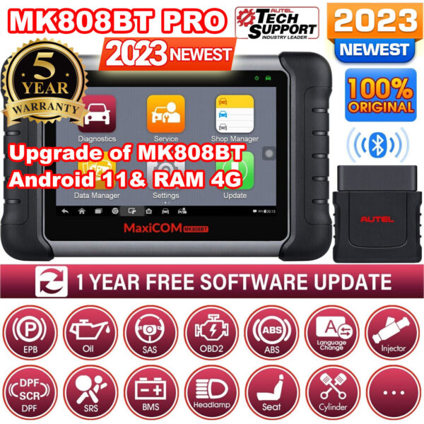 2024 Autel MaxiCOM MK808BT Pro Car Diagnostic Scanner Engine Reader Active Test