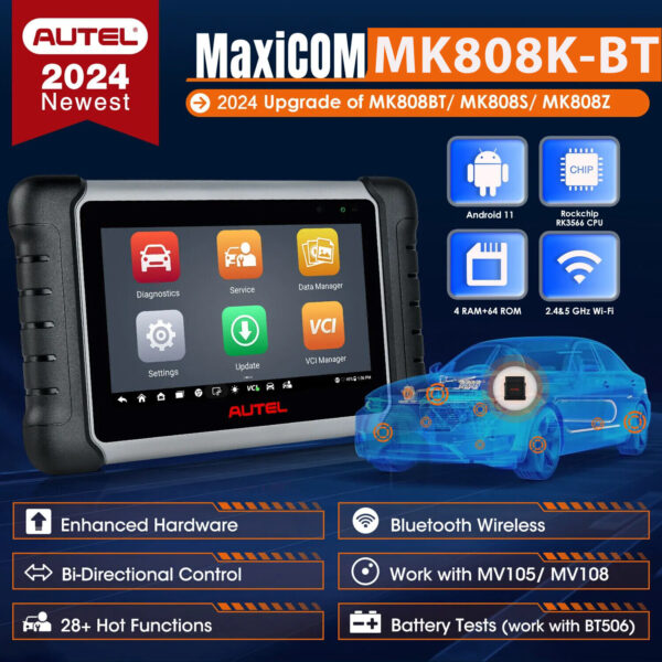 2024 Autel MaxiCOM MK808BT Pro Car Diagnostic Tool Auto OBD2 Scanner Code Reader - Image 2