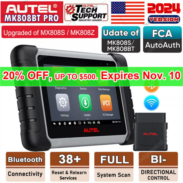 2024 Autel MaxiCOM MK808BT PRO Scanner x5 Fastest Android 11 Upgraded of MK808BT