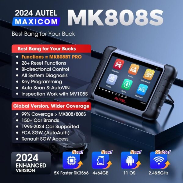 2024 Autel MaxiCOM MK808S = MX808S Bidirectional Diagnostic OBD2 Scanner Tool - Image 2