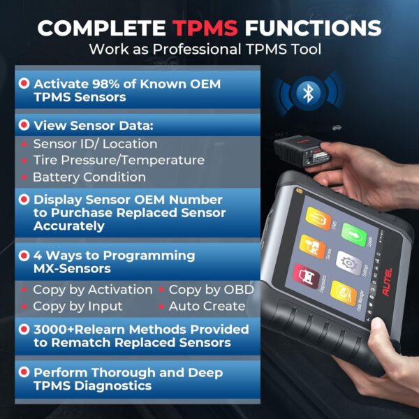 2024 Autel MaxiCOM MK808S-TS as MX808S-TS TPMS Programming OBD2 Diagnostic Tool - Image 2