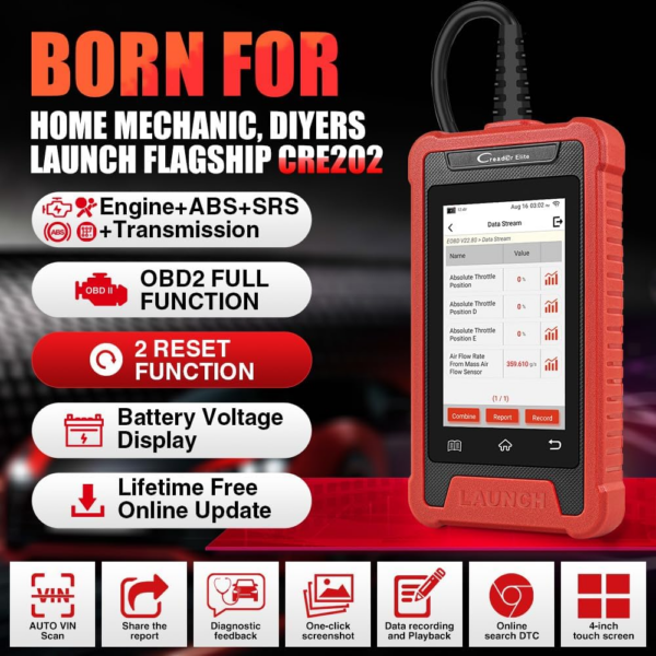 2024 LAUNCH Creader Elite 202 Car Diagnostic Scanner ABS SRS Engine Code Reader - Image 2