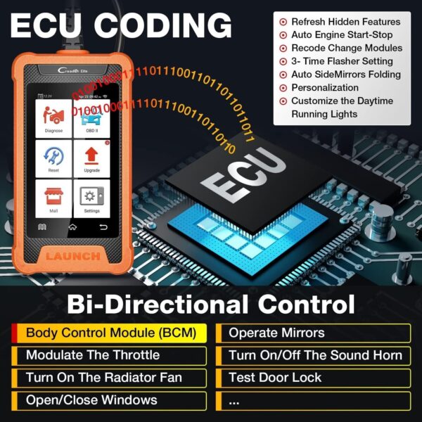 2024 LAUNCH Creader Elite for Honda Car OBD2 Diagnostic Tool Scanner Key Coding - Image 3