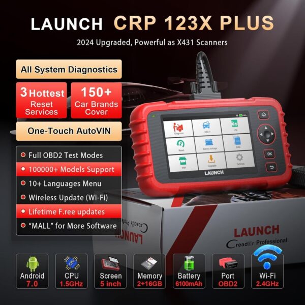 2024 LAUNCH CRP123X PLUS OBD2 Car Diagnostic Tool Scanner ABS SRS Engine Reader - Image 2