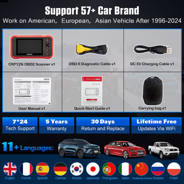 2024 LAUNCH X431 CRP129i OBD2 Scanner ABS SRS Engine Diagnostic Tool Code Reader - Image 6