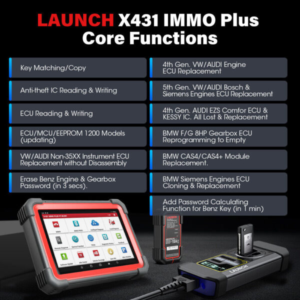 2024 Launch X431 IMMO PLUS K Programming Tool Full System Diagnostic Scanner - Image 3