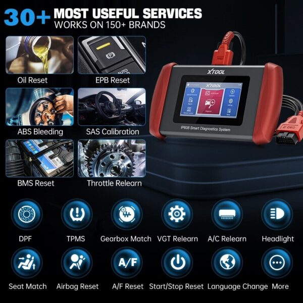 2024 XTOOL IP608 OBD2 Diagnostic Scanner Engine ABS SRS Full Systems Code Reader - Image 3