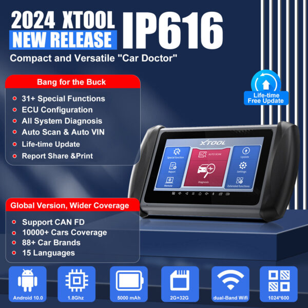 2024 XTOOL IP616 Auto OBD2 Diagnostic Tool All System Scanner CAN FD 31+ Reset - Image 2