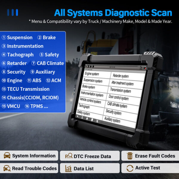 24V 12V Diesel Heavy Duty Truck Diagnostic Tool OBD2 Scanner Full System Scan - Image 5