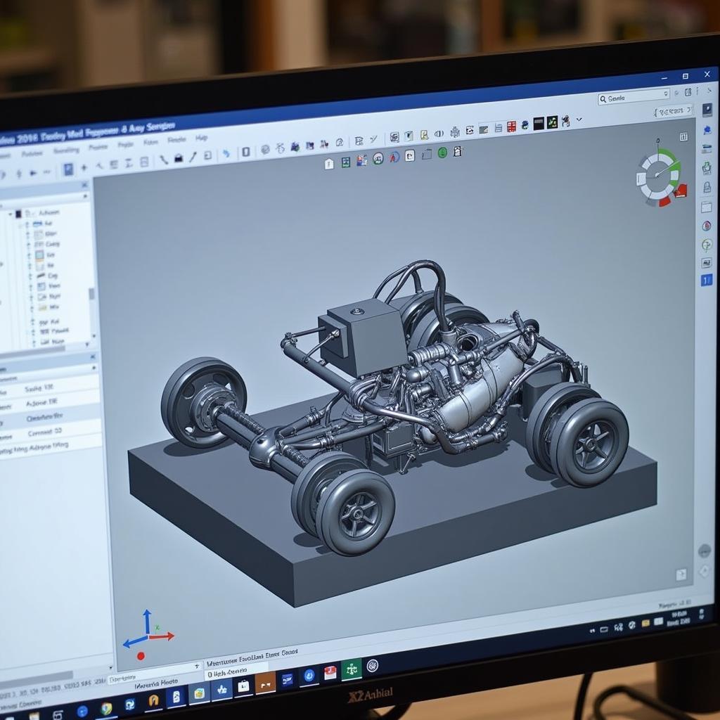 3D Model on Computer Screen: A detailed 3D model displayed on a computer monitor after being created using 3D scanning reverse engineering software.