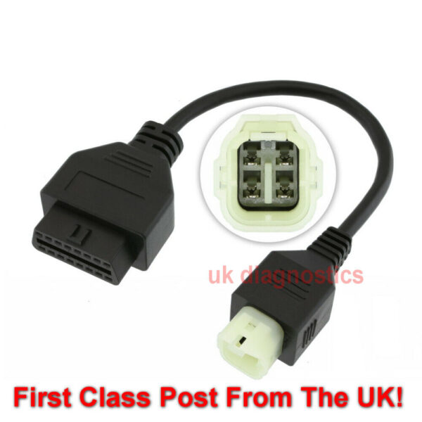 4 Pin to OBD2 Diagnostic Code Reader Adapter Scanner Cable for Honda Motorcycle - Image 2