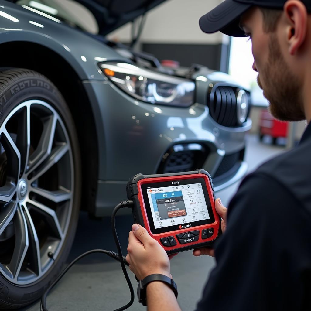 4Hawks Autel Scanner Being Used in a Garage