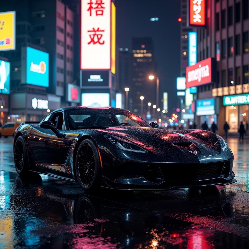 4K Rainy Car Image: Night City Reflection