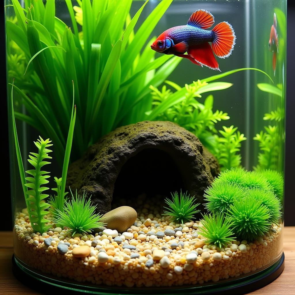 A 5-gallon betta tank setup