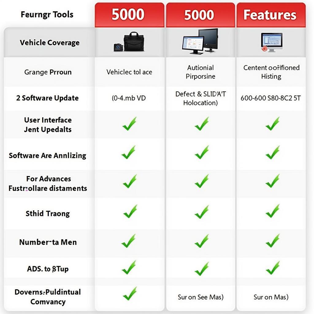 Comparison of 5000 Scan Tool Features