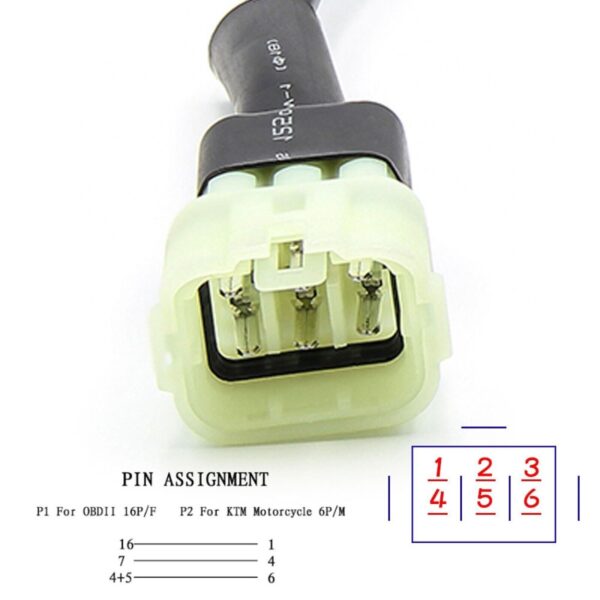 6 Pin to OBD2 Diagnostic Cable Code Readers Scanner Ada For KTM Motorcycle - Image 3