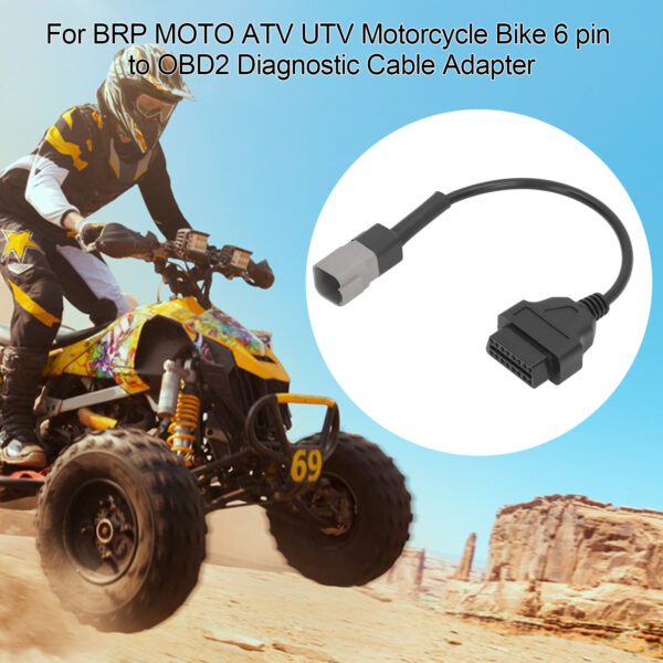 6 Pin to OBD2 Diagnostic Scanner Adapter Cable Fits BRP MOTO ATV UTV Motorcycle - Image 2