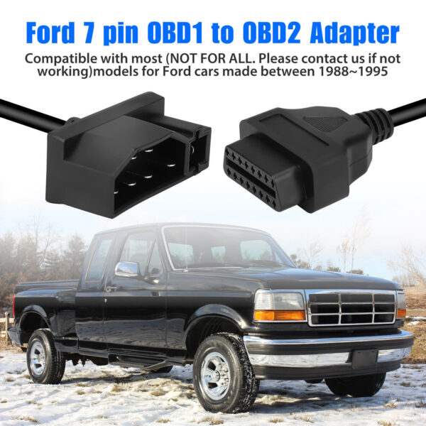 7 Pin OBD1 to OBD2 Cable Adapter Code Reader Scanner Engine Repair Tool For Ford - Image 2