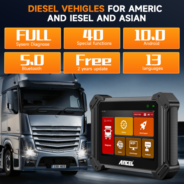 8000mAh Heavy Duty Truck Scanner OBD2 DPF Regen Car Diagnostic Tool 4core 2.0Ghz - Image 6