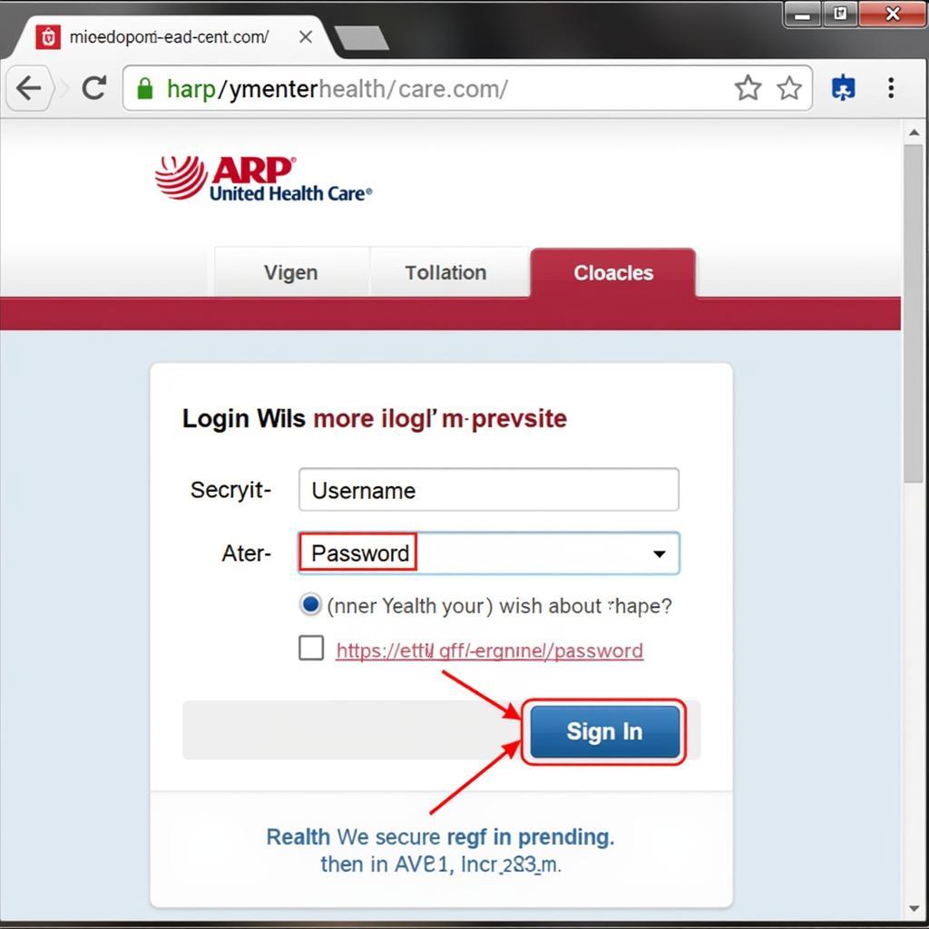 AARP United Health Care Login Page