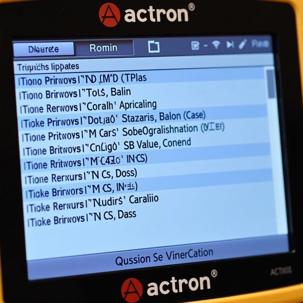 Actron CP9580A Interface Displaying Diagnostic Codes